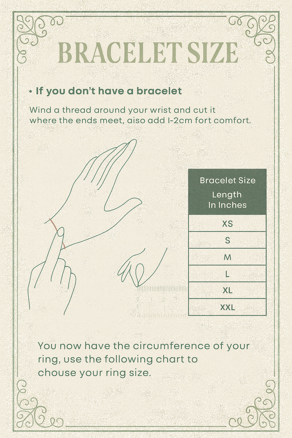 Bracelet size measurement guide