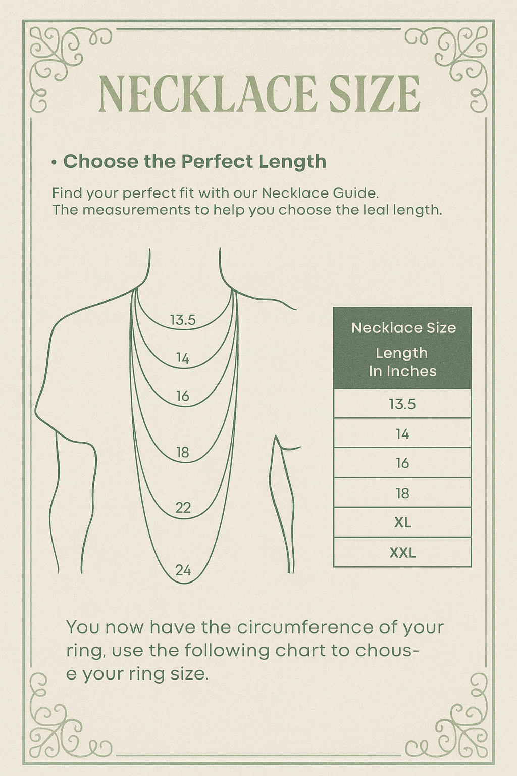 Necklace size measurement guide
